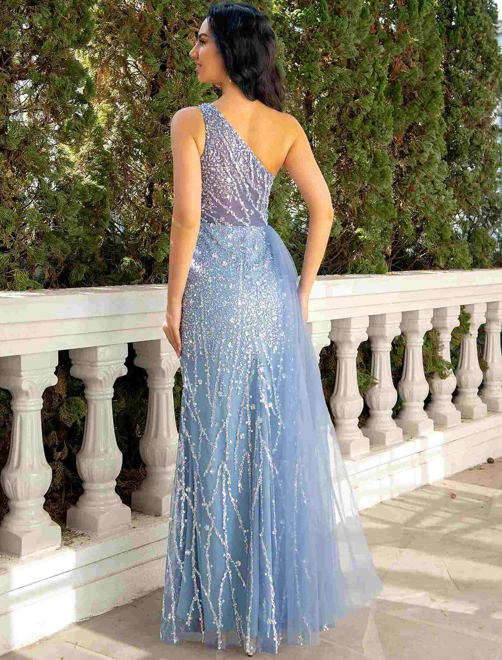 Mermaid / Trumpet Evening Gown Cut Out Dress Wedding Party Floor Length Sleeveless One Shoulder