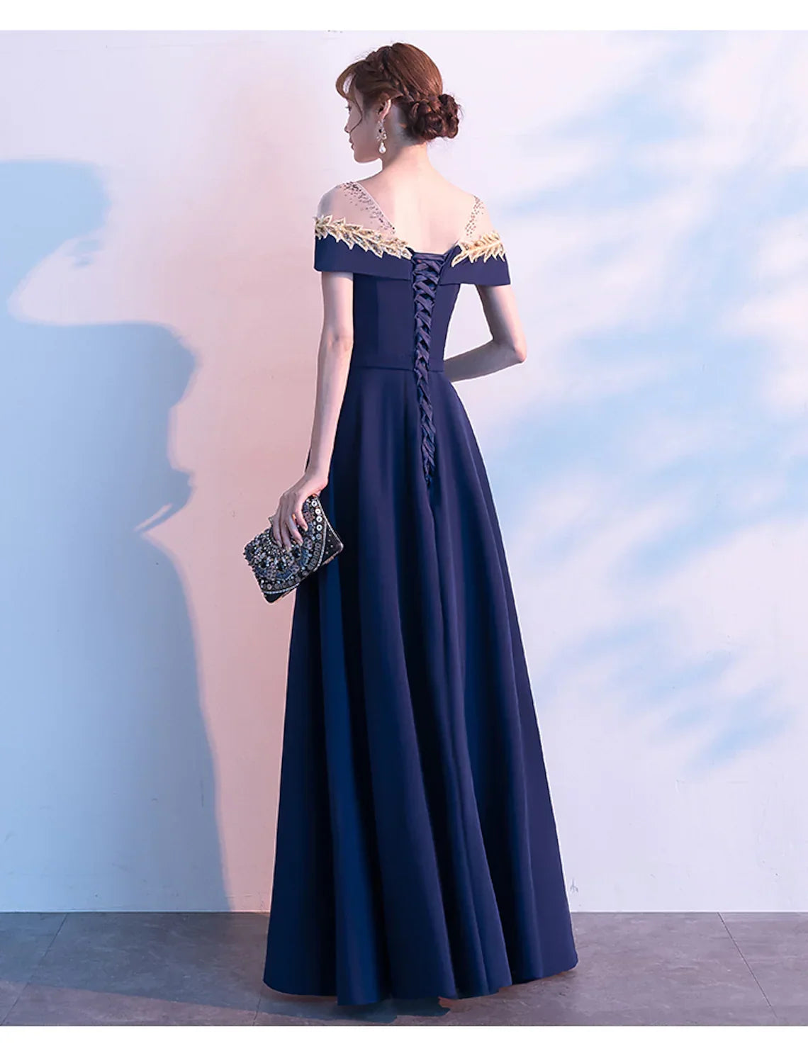 Wedding Guest Floor Length Short Sleeve