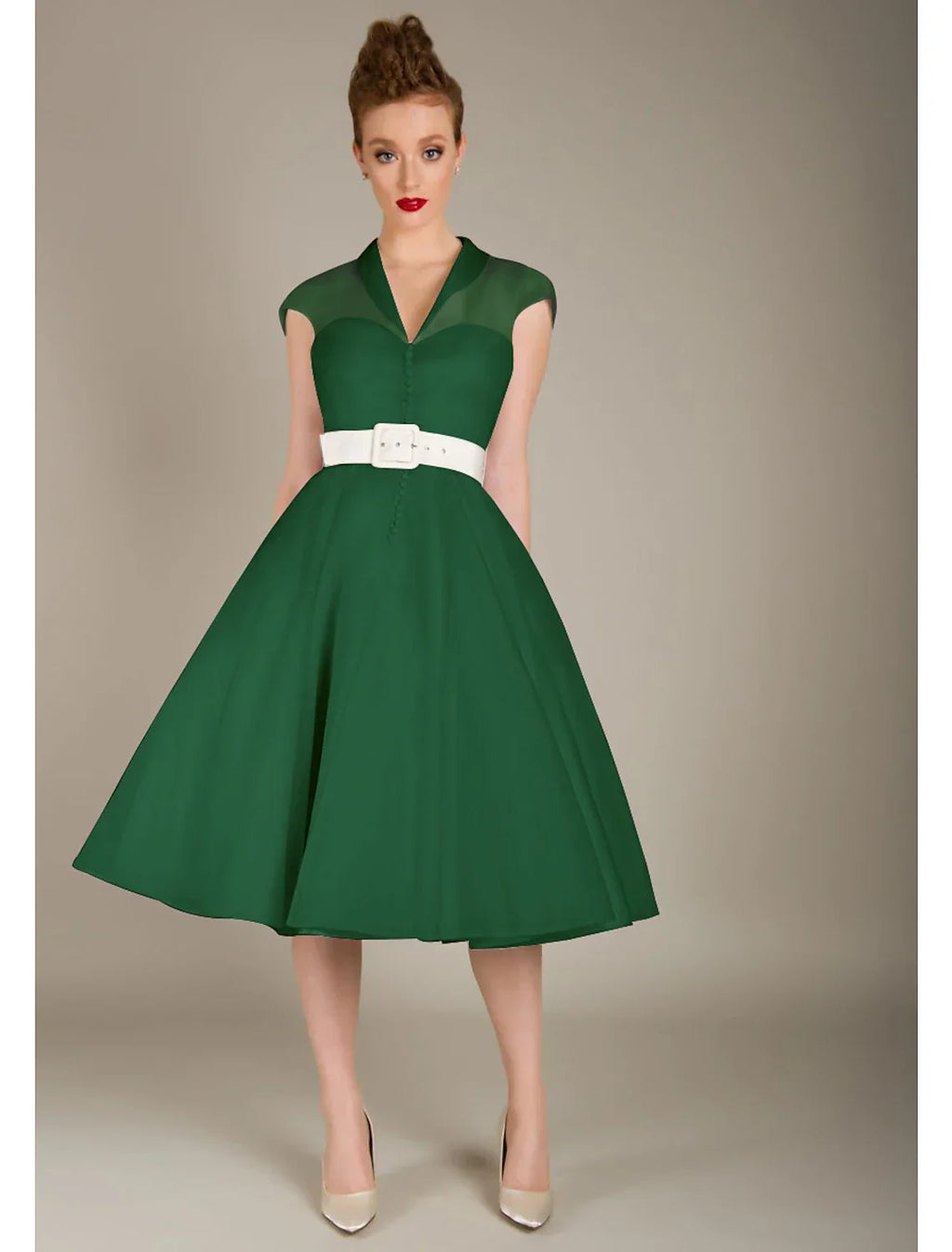 Cocktail Dresses 1950s Dress Graduation Knee Length Sleeveless V Neck Wednesday Addams Family with Sash / Ribbon