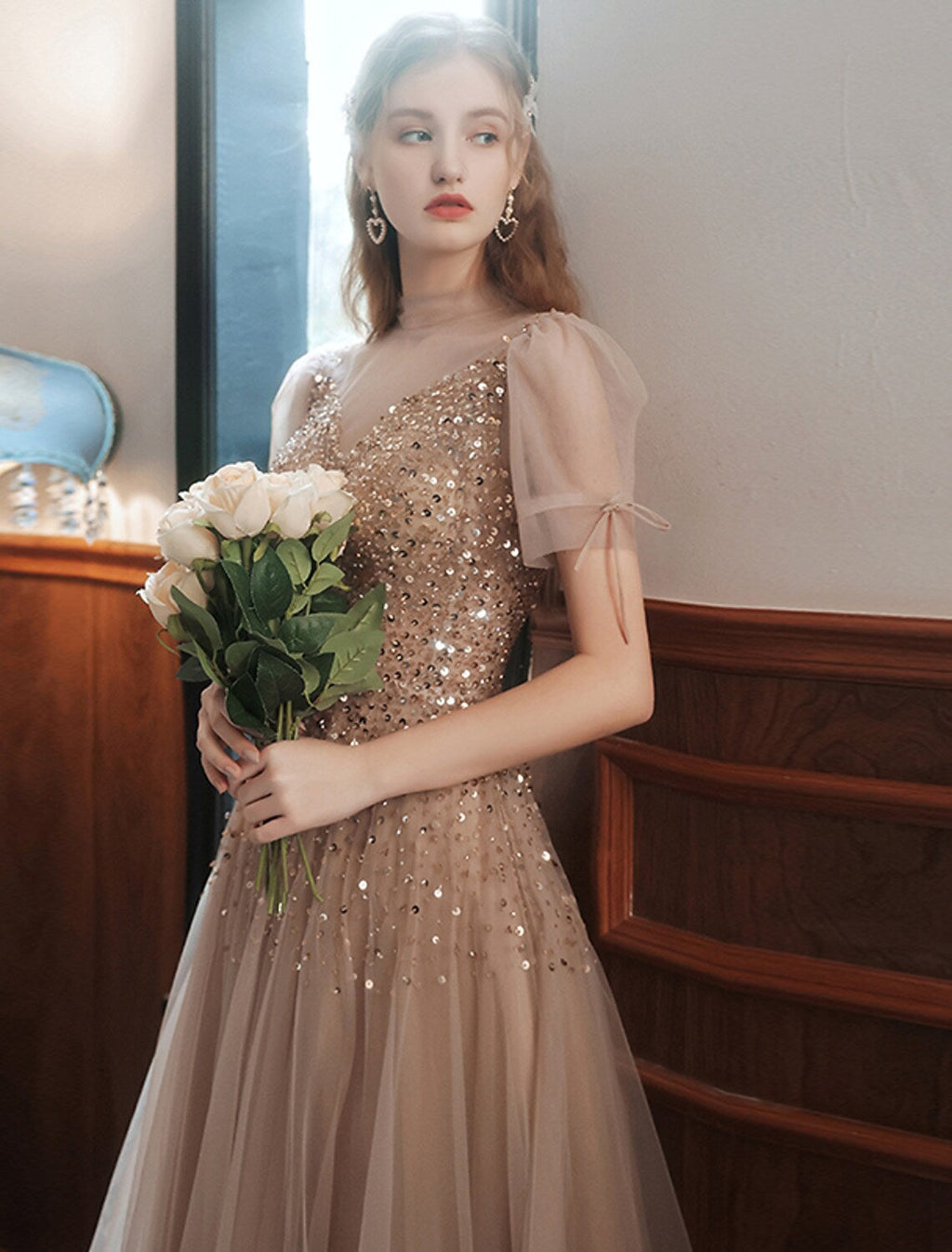 Engagement Floor Length Sleeveless High Neck with Bow(s) Beading