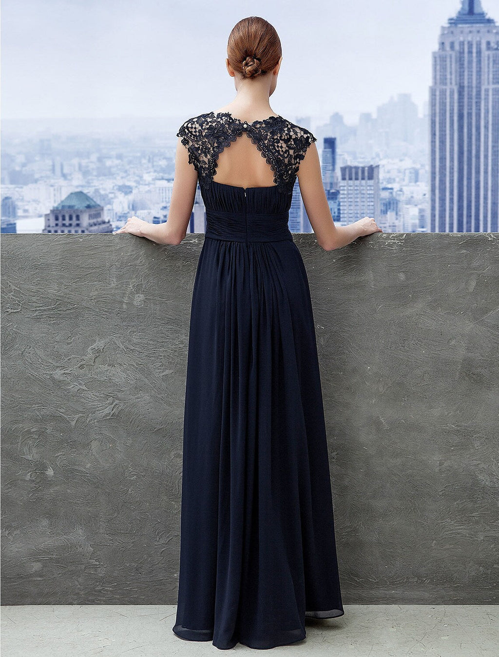 Evening Gown Dress Wedding Guest Floor Length Short Sleeve Boat Neck with Ruched