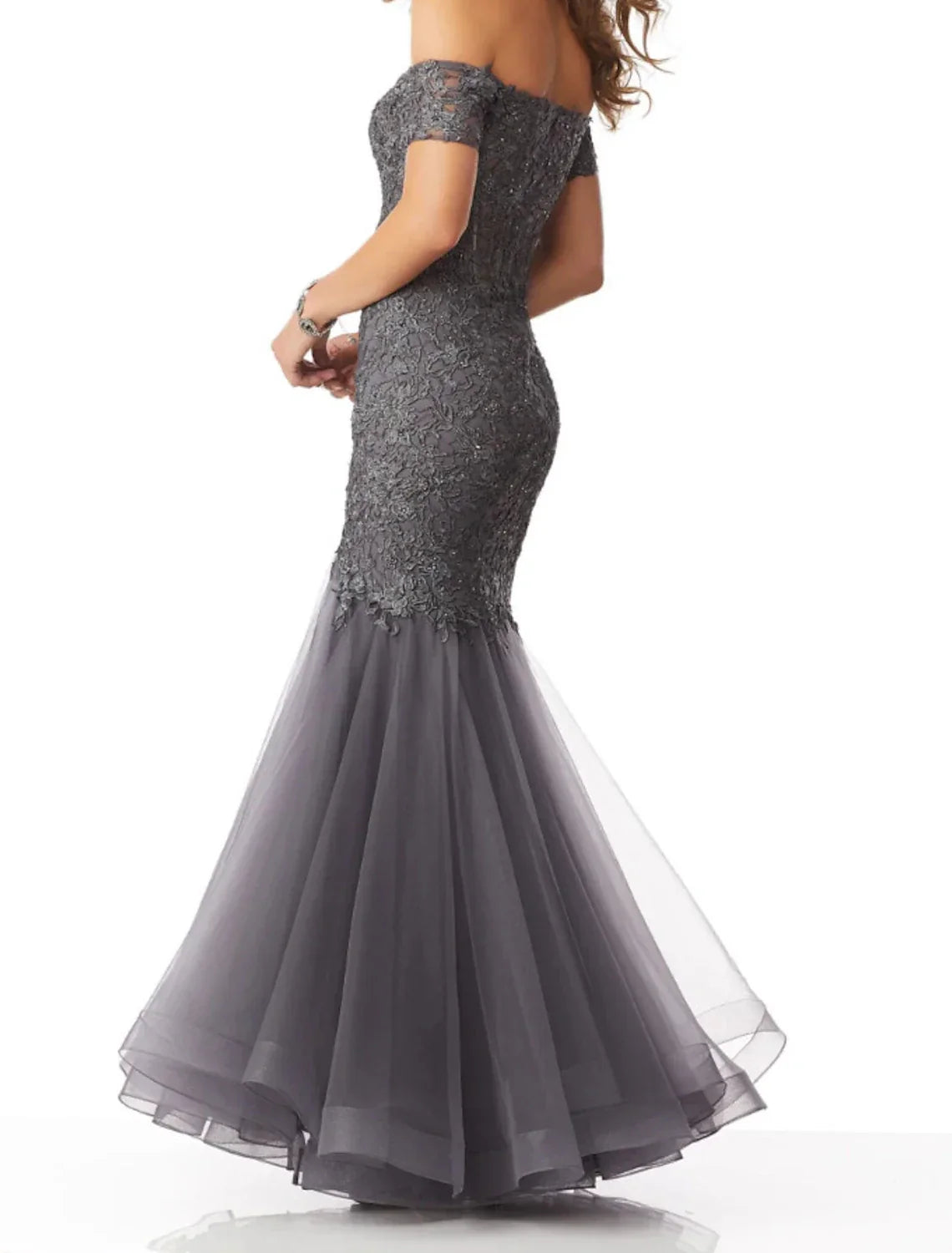 Mermaid / Trumpet Mother of the Bride Dress Elegant See Through Sweetheart Floor Length Cap Sleeve No with Beading Appliques