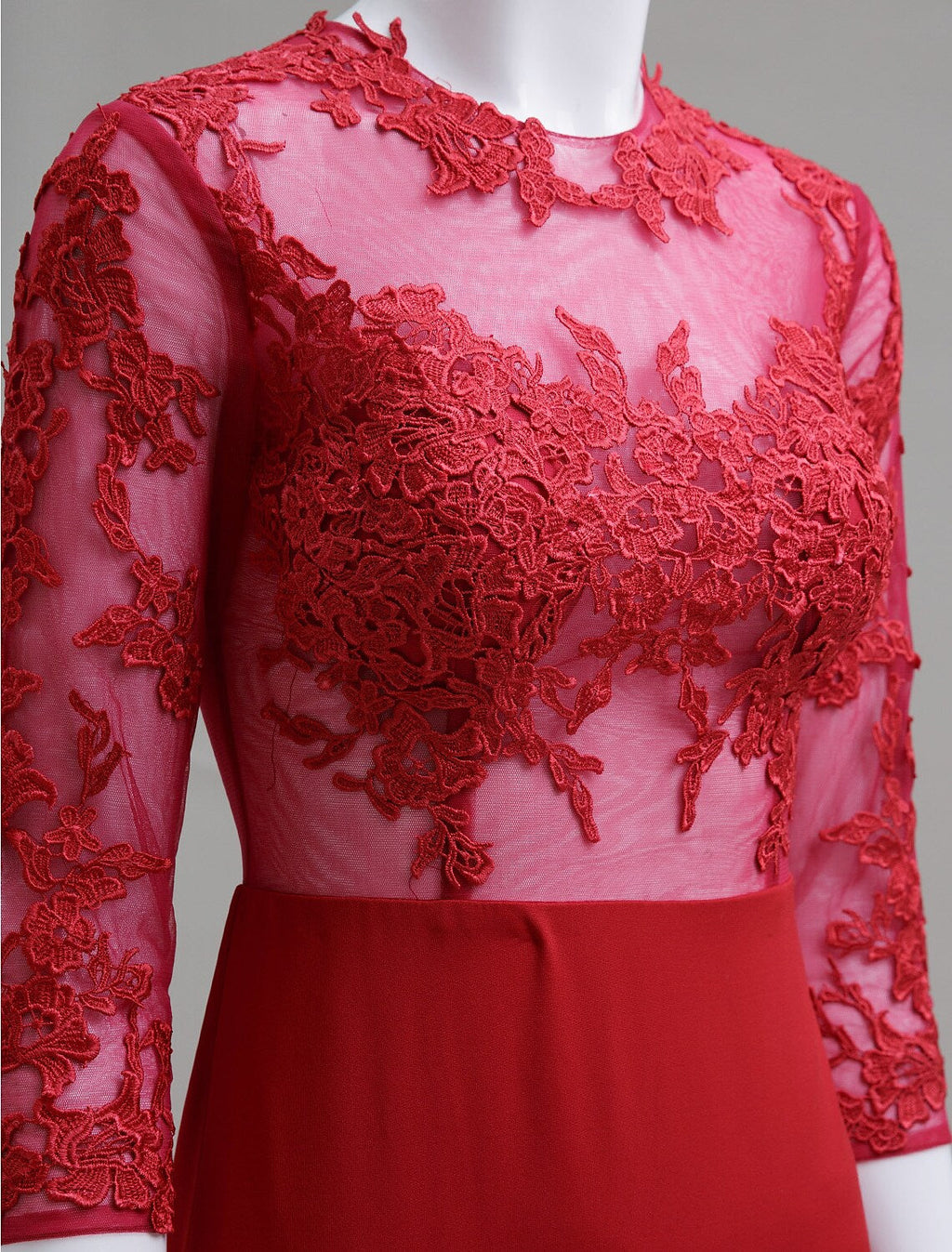 Formal Evening Court Length Sleeve Neck Appliques