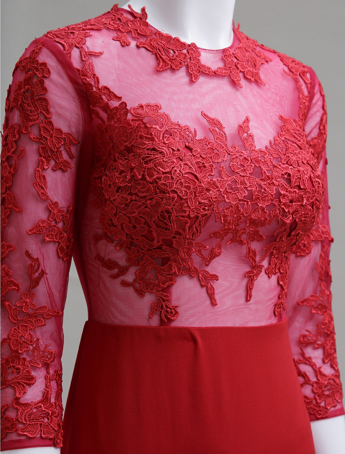Formal Evening Court Length Sleeve Neck Appliques