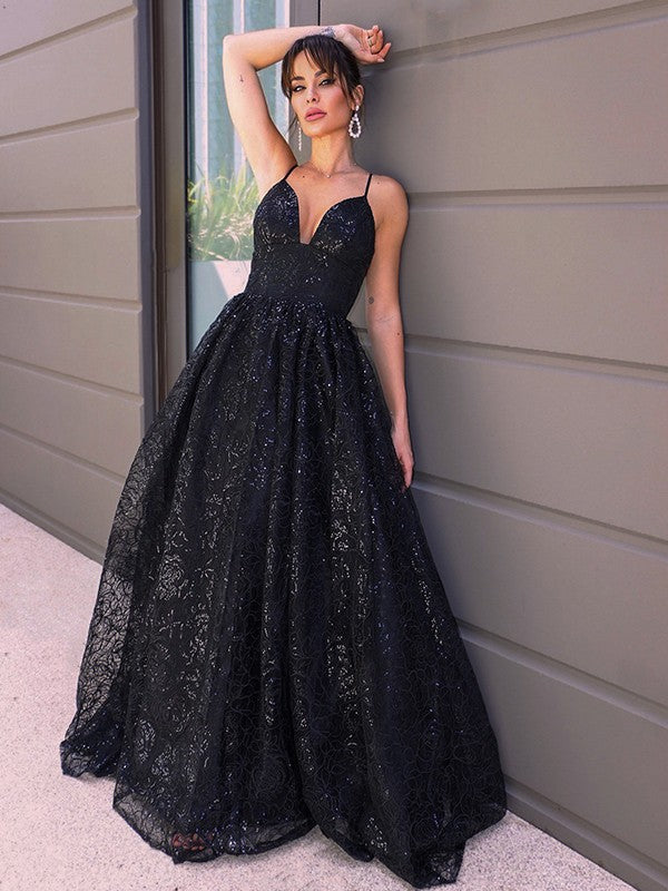 A-Line/Princess V-neck Sleeveless Sweep/Brush Train Dresses