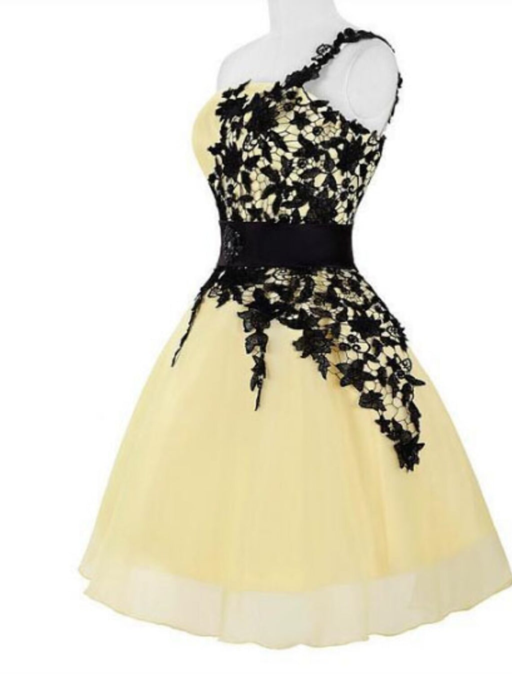 White Color Block Party Wear Cocktail Party Dress One Shoulder Sleeveless Short / Mini with Appliques