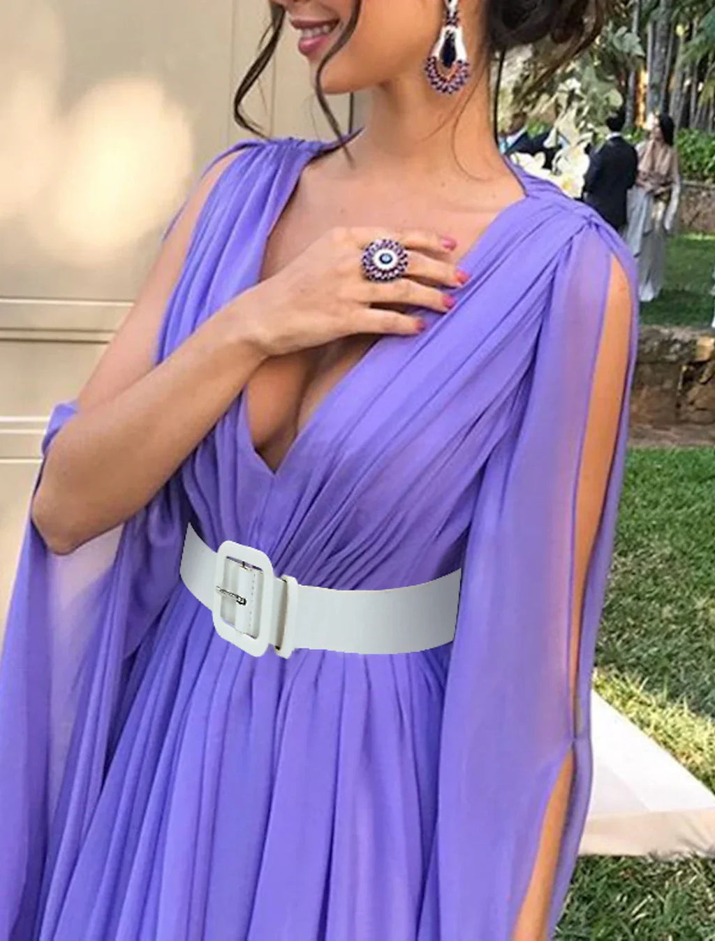 Black Wedding Guest Dresses Maxi Dress Wedding Party Dress Tie Floor Length Long Sleeve V Neck Fall Wedding Guest with Belt