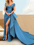Evening Gown Celebrity Style Dress Formal Wedding Party Court Train Short Sleeve Off Shoulder