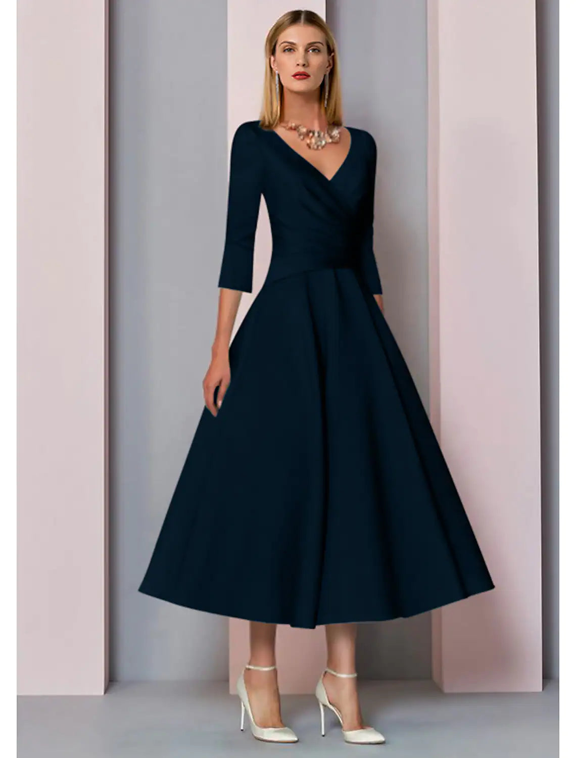Mother of the Bride Dress Wedding Guest Vintage Plus Size Elegant V Neck