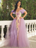 Wedding Party Floor Length Short Sleeve V Neck Detachable with Overskirt