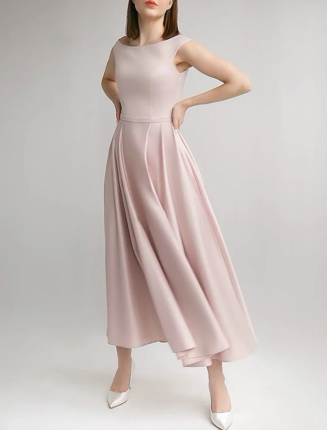 Bridal Shower Simple Wedding Dresses Wedding Dresses A-Line Sweetheart Long Sleeve Tea Length Bridal Gowns With Ruched Split Front