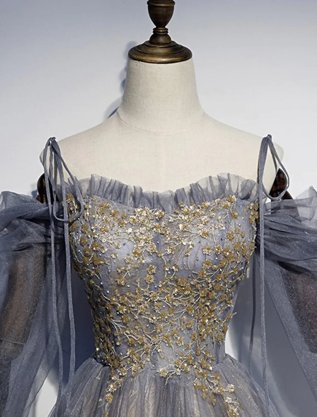 Wedding Floor Length Strap with Embroidery