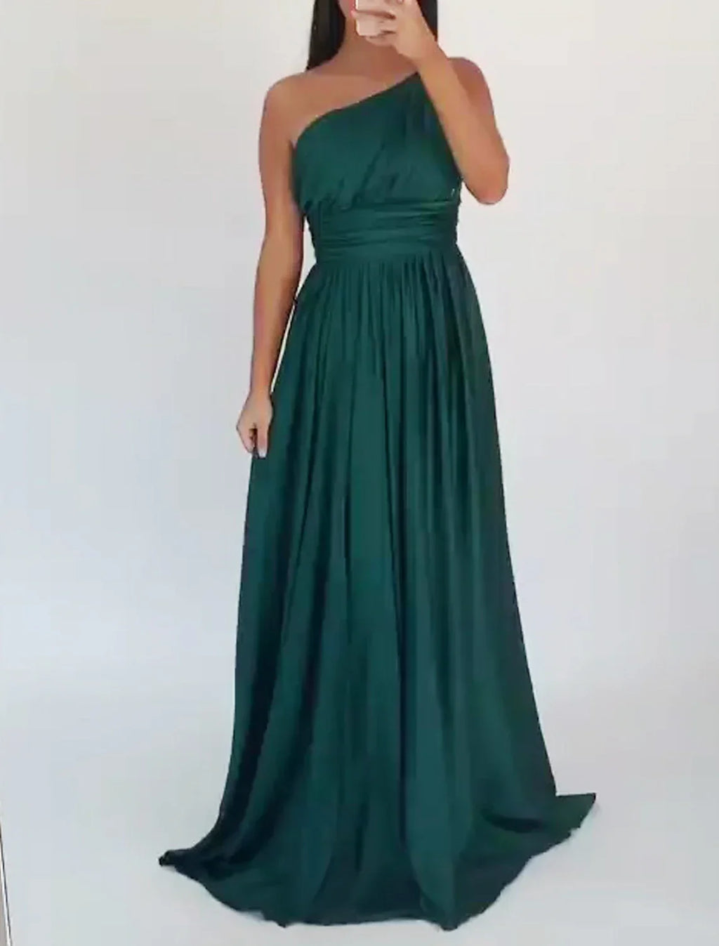 Black Evening Gown Elegant Dress Wedding Guest Tie Sweep / Brush Train Sleeveless One Shoulder Bridesmaid Dress with Ruched