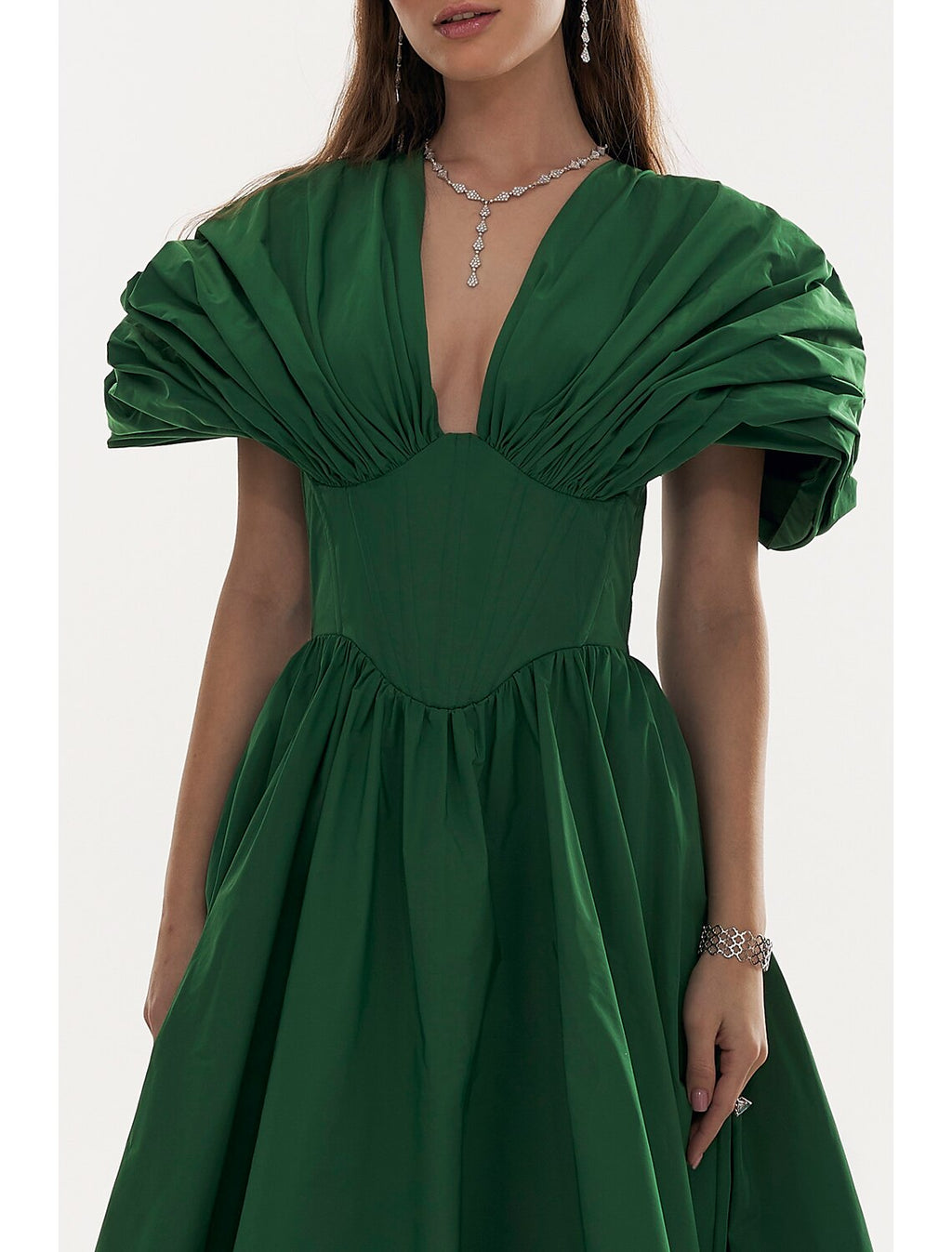Black Evening Gown Elegant Christmas Red Green Dress Formal Dress Plus Size Fall Floor Length Short Sleeve V Neck with Pleats
