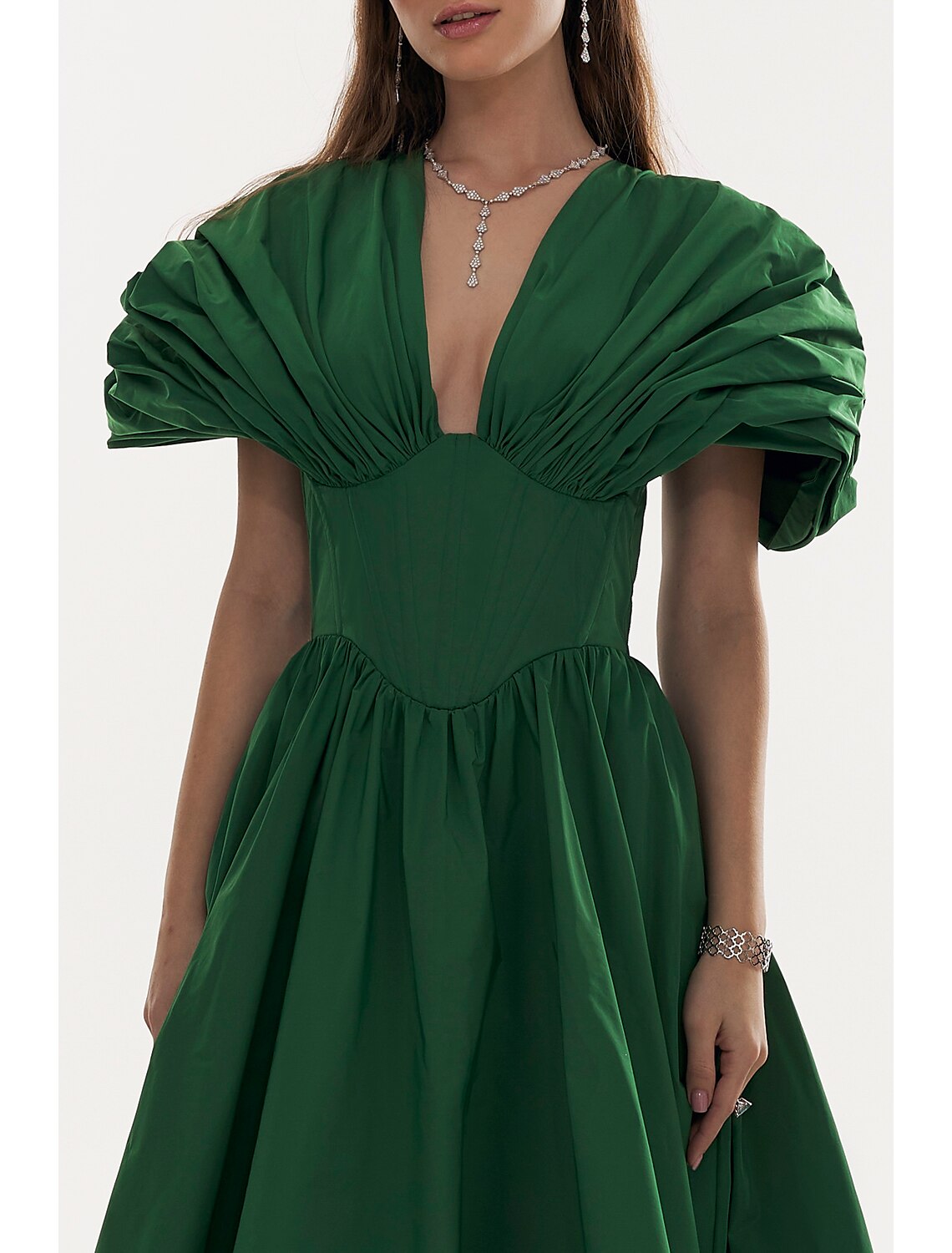 Black Evening Gown Elegant Christmas Red Green Dress Formal Dress Plus Size Fall Floor Length Short Sleeve V Neck with Pleats