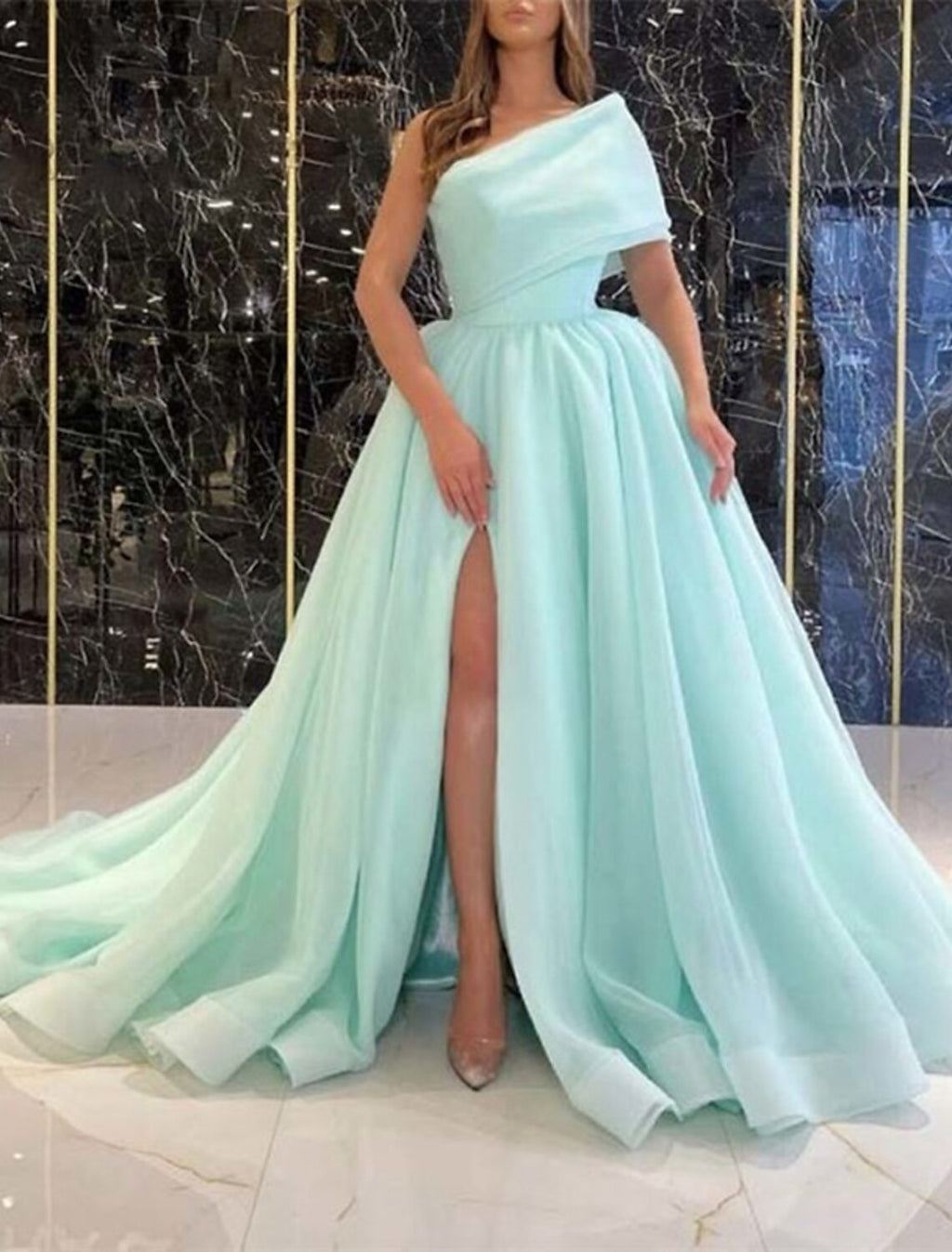 Ball Gown Evening Gown Celebrity Style Dress Wedding Guest Birthday Court Train Sleeveless One Shoulder Wednesday Addams Family