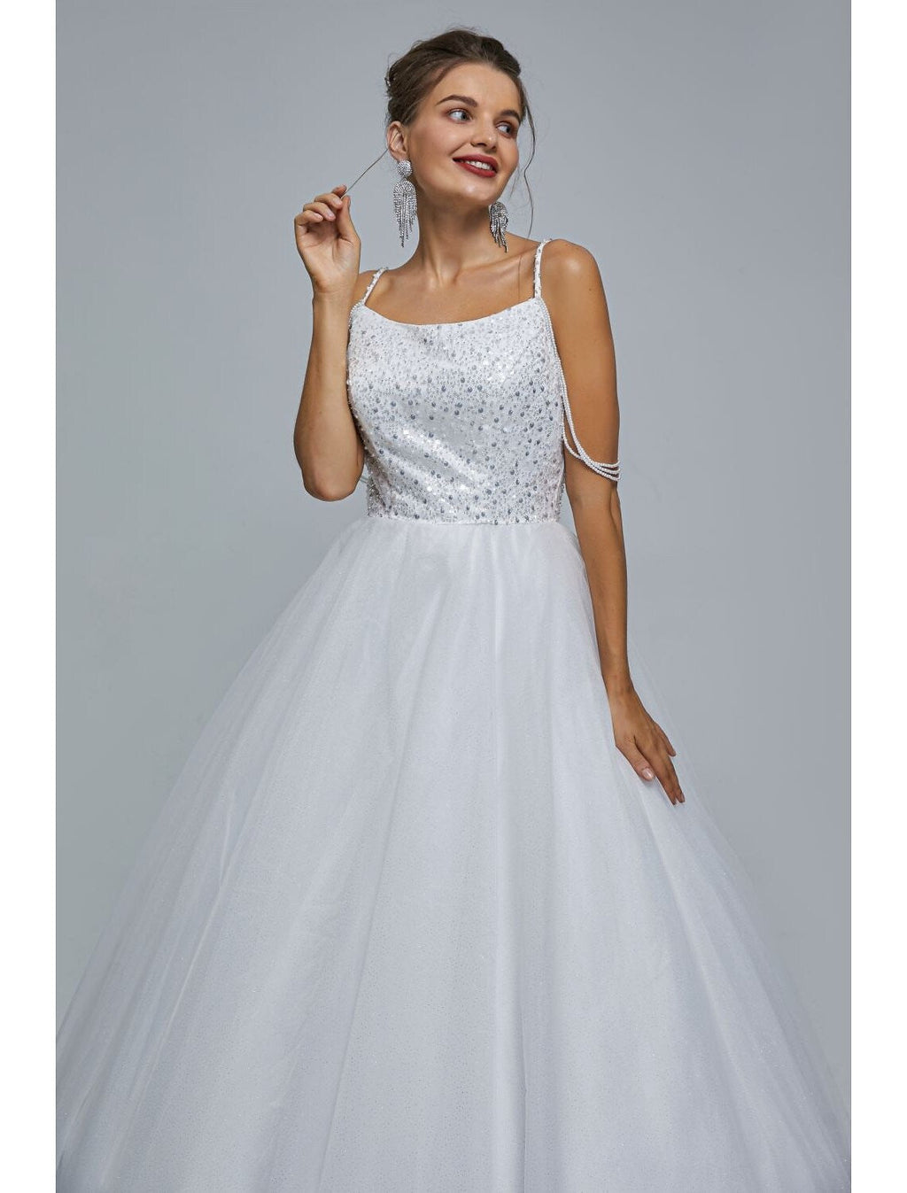 Sparkle Shine Dress Graduation Floor Length Sleeveless Strap with Pearls