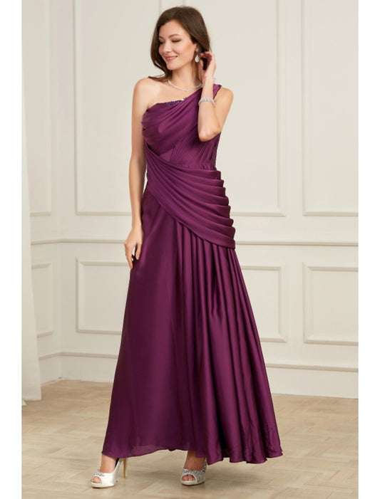 Elegant Red A-Line One-Shoulder Sleeveless Classic-Back Floor-Length Wedding Dress