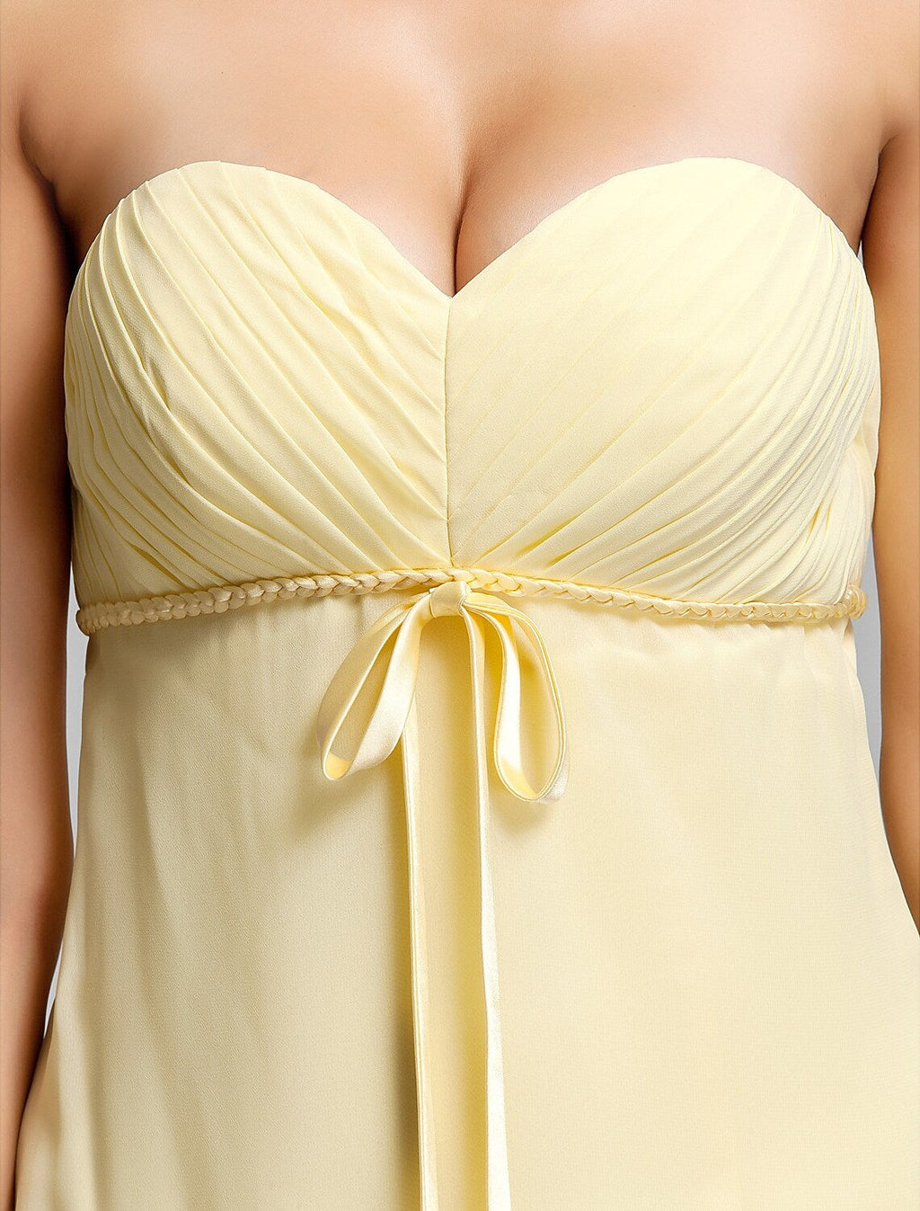 Bridesmaid Dress Strapless Sleeveless Elegant Floor Length with Bow