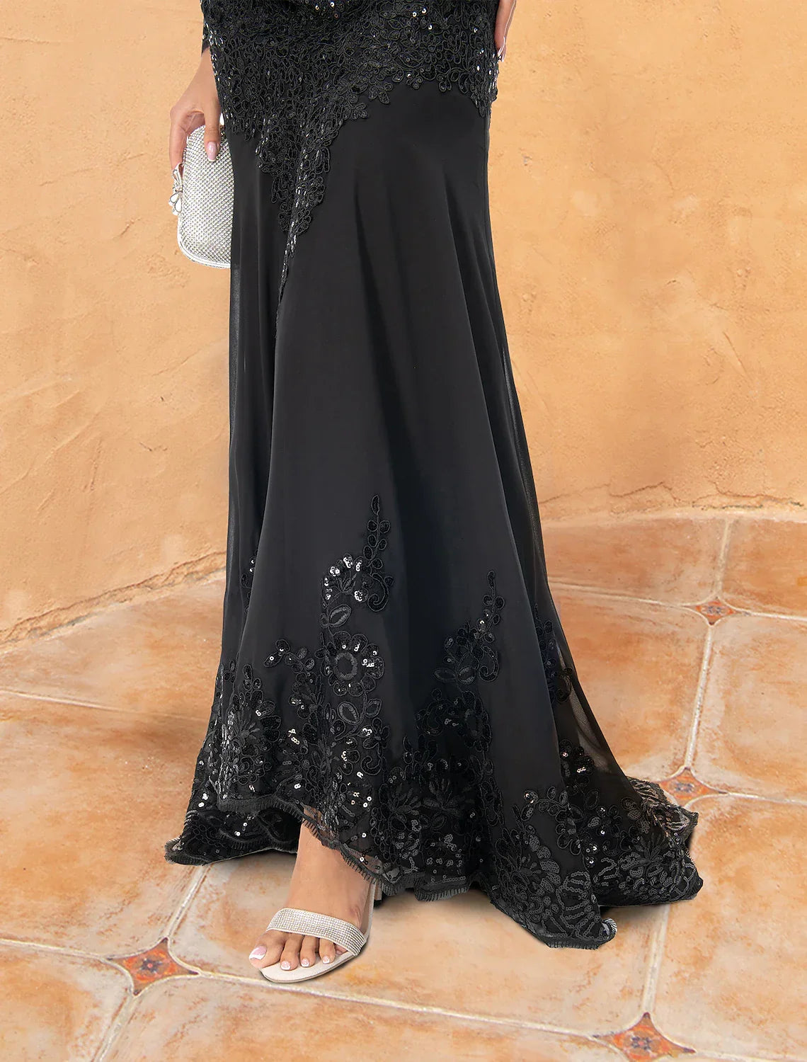 Evening Gown Elegant Dress Formal Long Sleeve Beading Embroidery