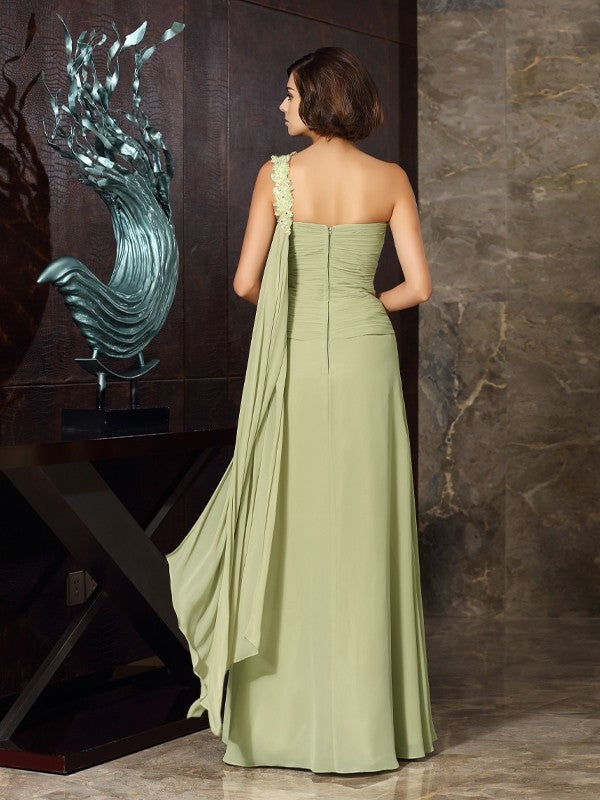 A-Line/Princess One-Shoulder Applique Sleeveless Long Mother of the Bride Dresses