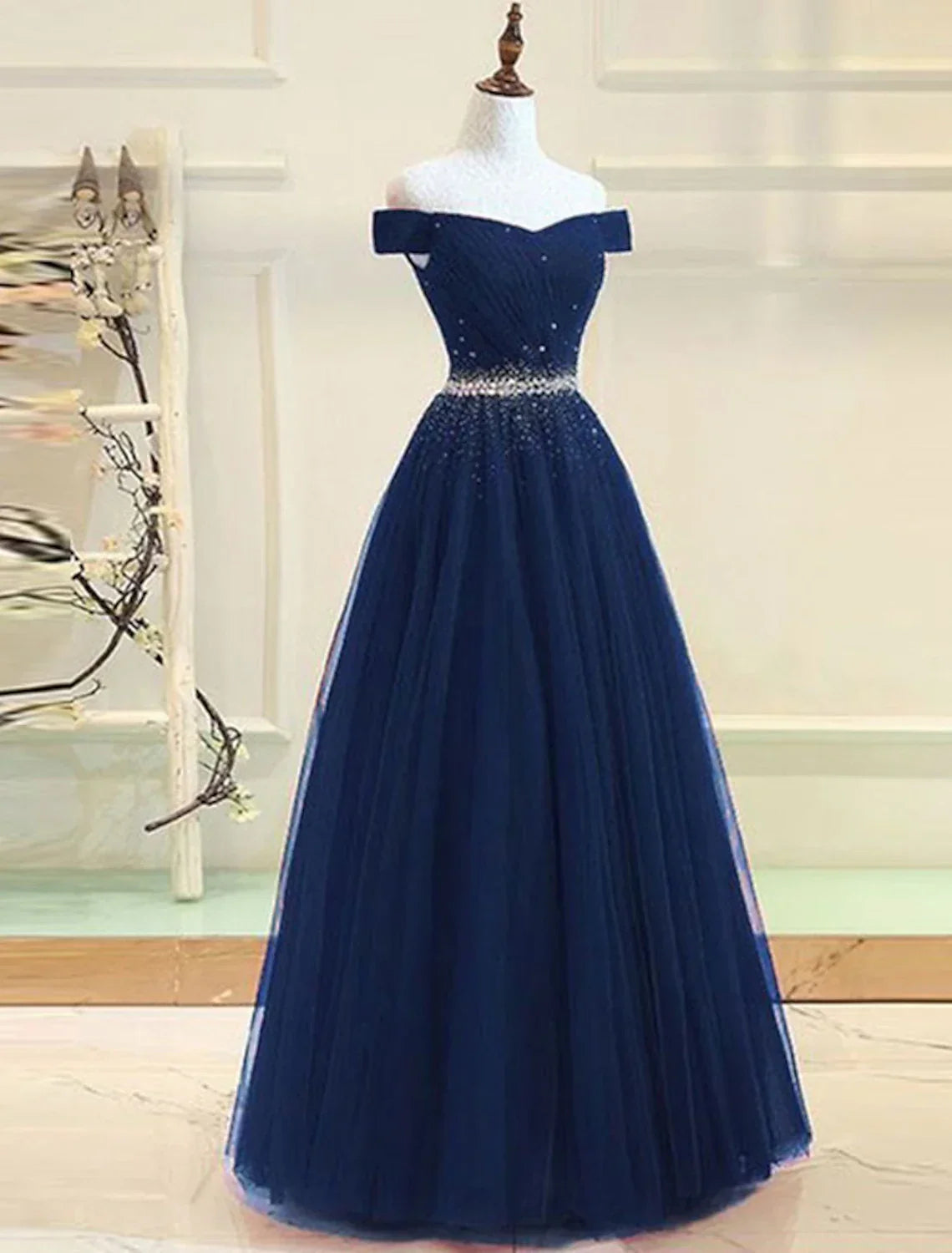 Evening Gown Party Dress Party Wear Floor Length Short Sleeve One Shoulder with Beading