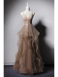 Sexy Dress Formal Floor Length Sleeveless Strap Ruffles