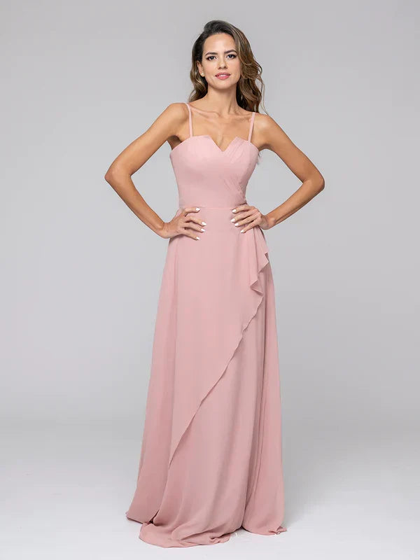 Ruffles Spaghetti Strap Sweetheart Bridal Party Dresses