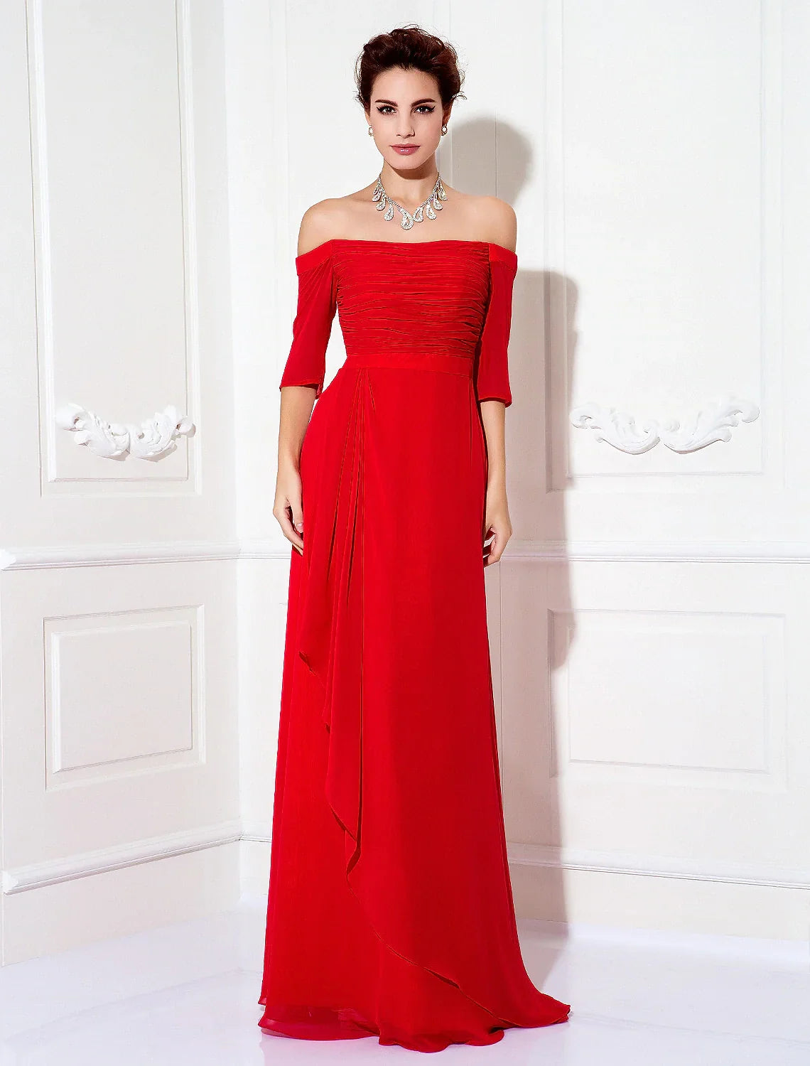 Minimalist Dress Wedding Half Sleeve Off Shoulder