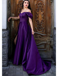 Princess Dress Formal Sweep / Brush Train Sleeveless Off Shoulder with Pleats Slit