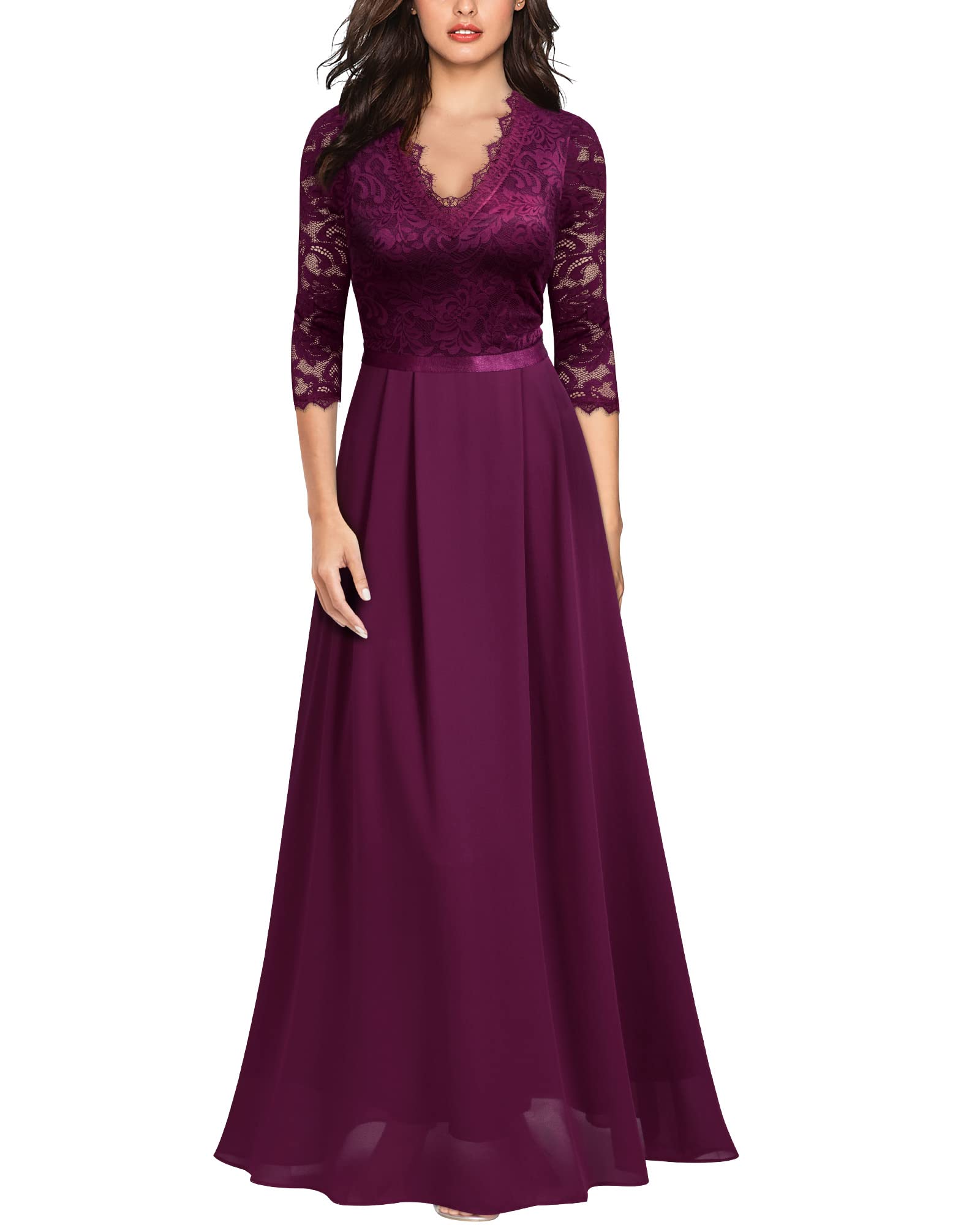 Mother of the Bride or Groom Dresses Floral 2/3 Sleeves Long Dress Formal Dress Wedding Guests Dresses