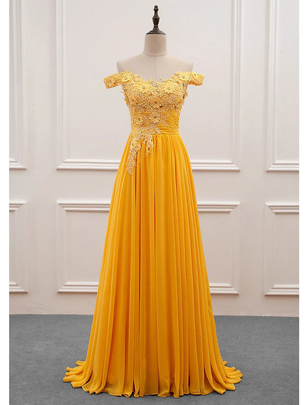 Wedding Guest Dresses Floral Dress Prom Sweep / Brush Train Sleeveless Off Shoulder with Appliques