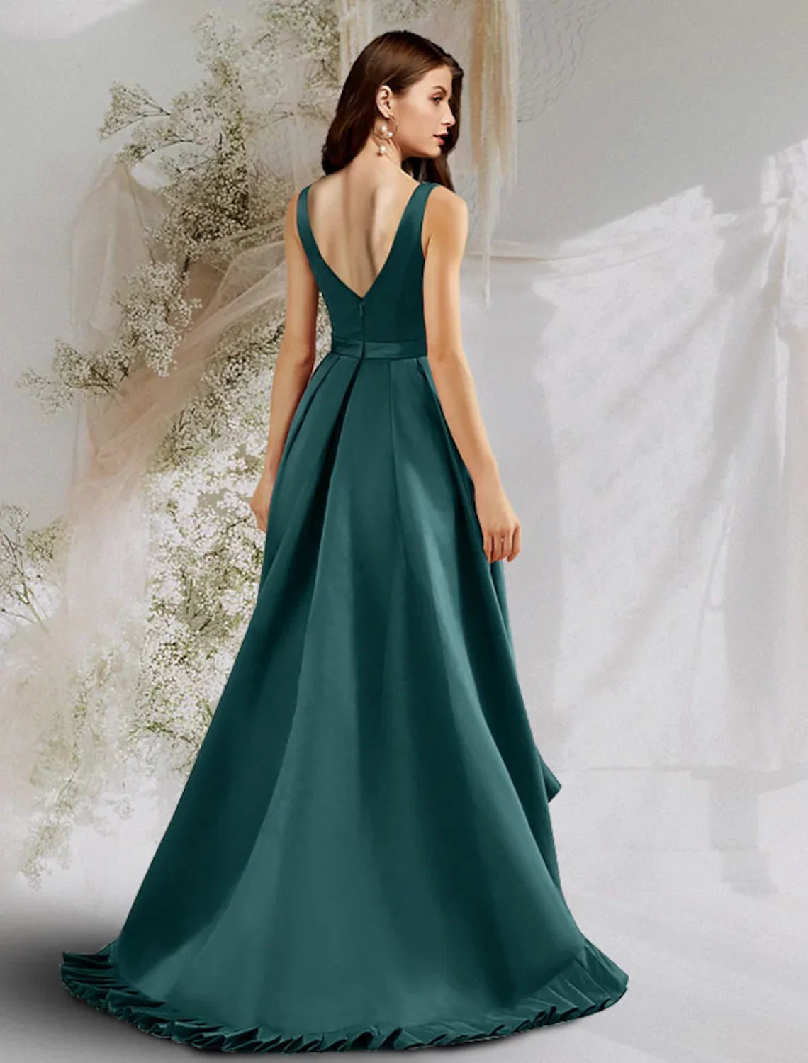 Sleeveless V Neck with Ruffles Pocket