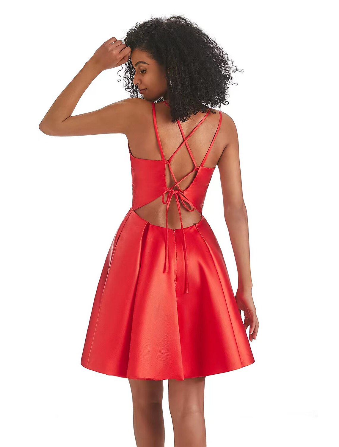 Homecoming Dresses Backless Dress Holiday Birthday Short / Mini Sleeveless V Neck with Pleats