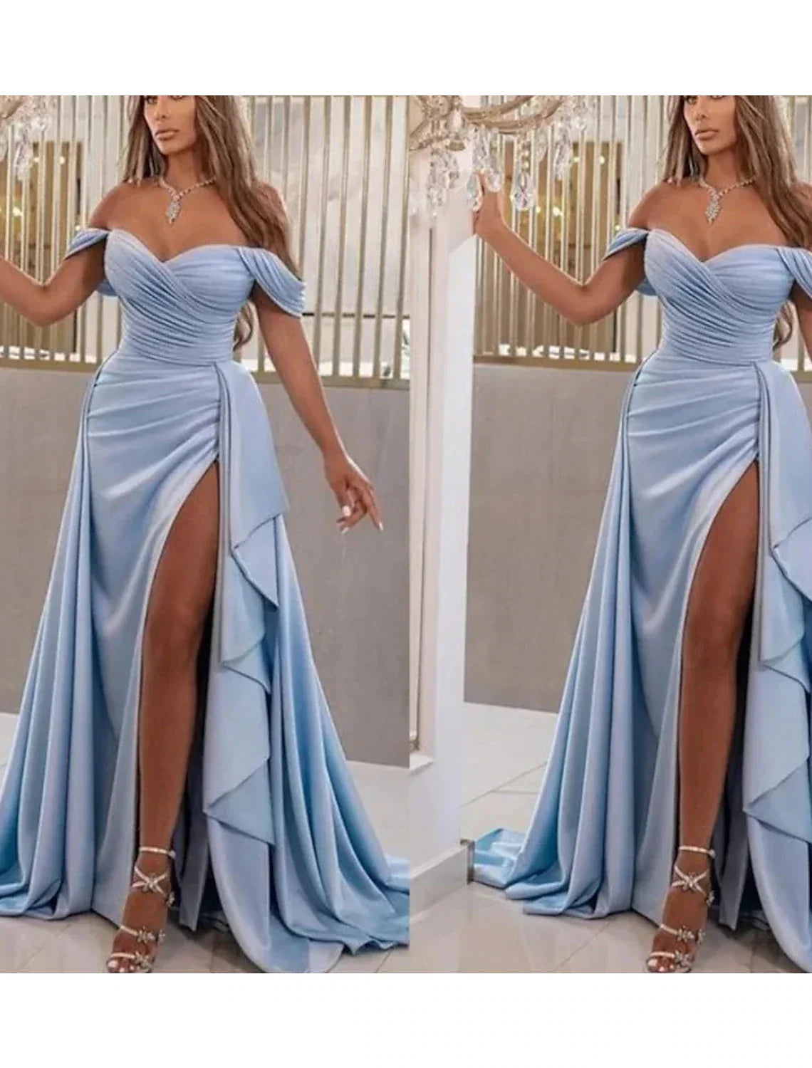 High Split Dress Prom Sweep / Brush Train Sleeveless Sweetheart Charmeuse with Slit
