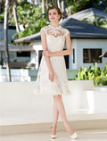 White Open Back Little Dresses Knee A-Line Floral Appliques