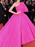 Ball Gown Prom Dresses Celebrity Style Dress Wedding Guest Prom Court Train Sleeveless One Shoulder Taffeta with Bow(s)