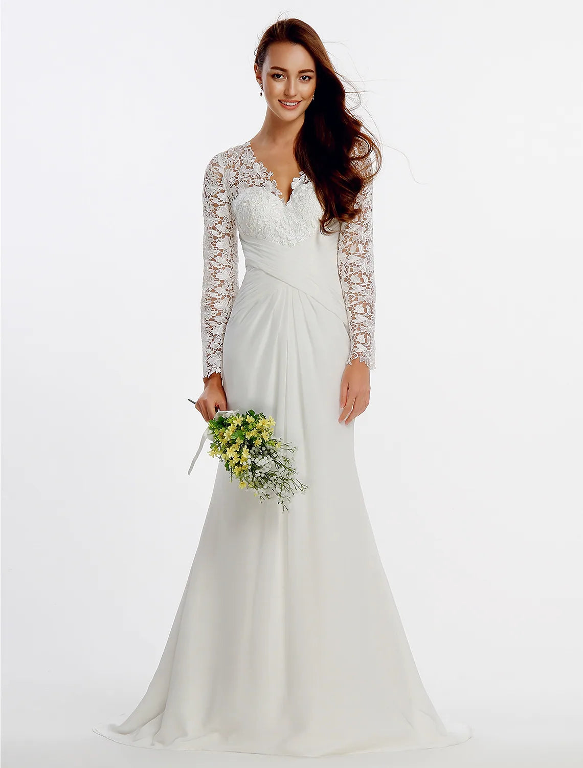 Beach Wedding Dresses Chapel A-Line Long Sleeve