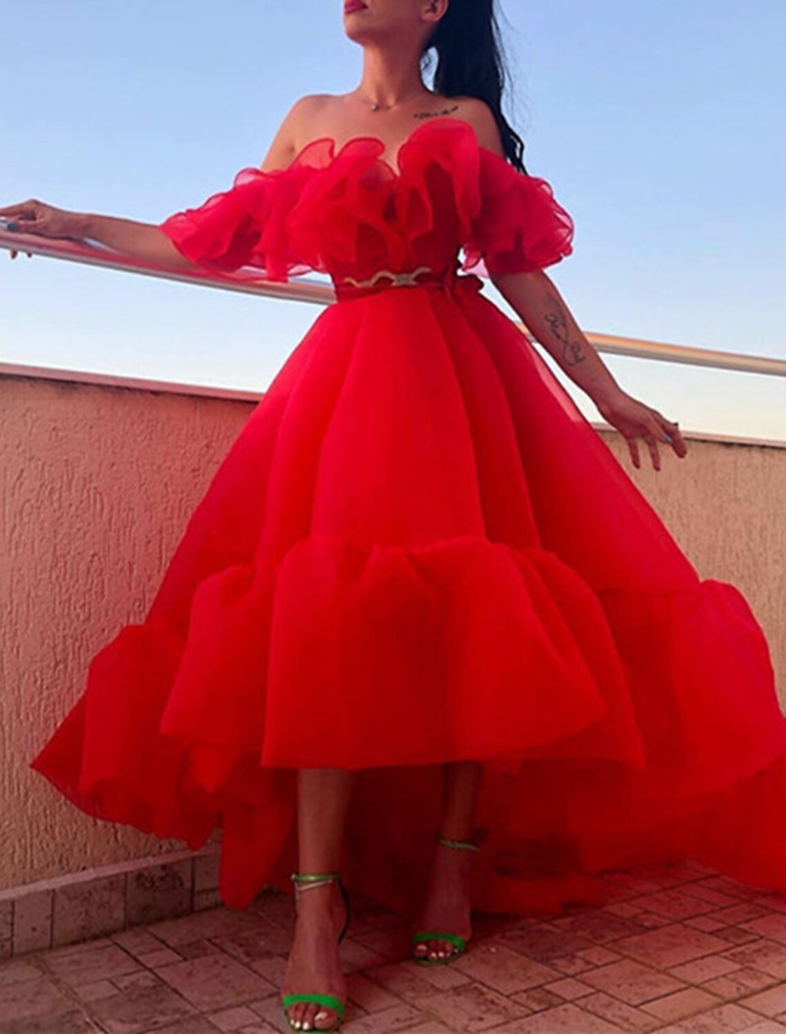 Evening Gown Celebrity Style Dress Wedding Prom Asymmetrical Sleeveless Off Shoulder with Ruched
