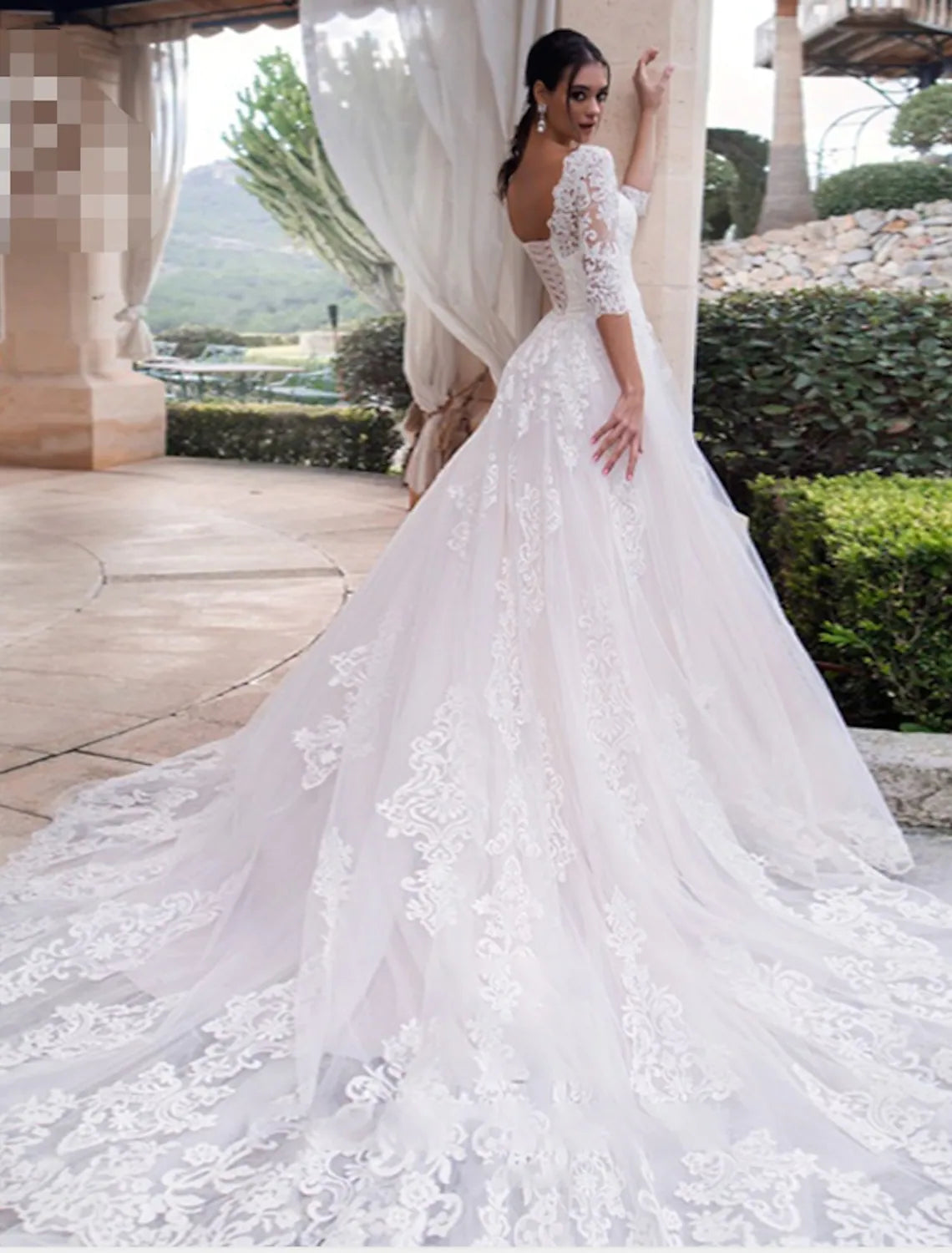 Engagement Open Back Formal Wedding Dresses A-Line Length Sleeve Off Shoulder