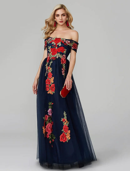 Elegant Red A-Line Classic-Neck Sleeveless Classic-Back Floor-Length Prom Dress