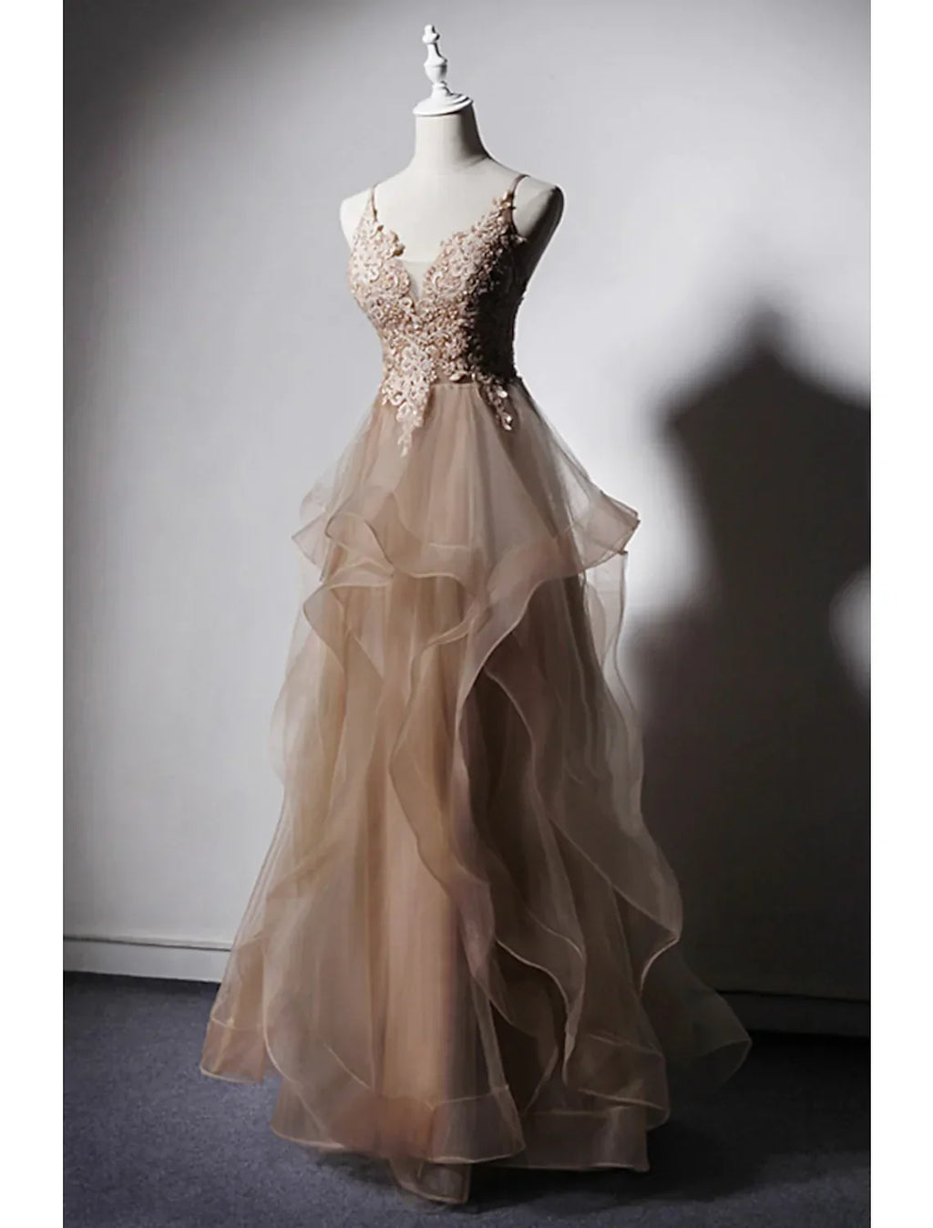 Sexy Dress Formal Floor Length Sleeveless Strap Ruffles