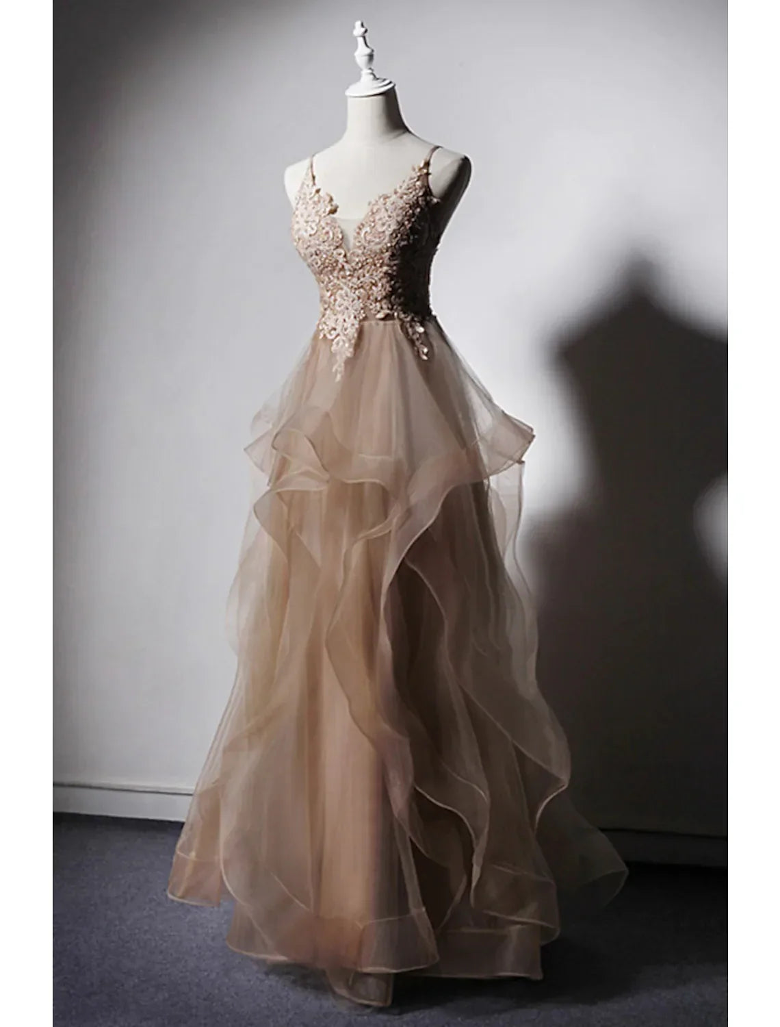 Sexy Dress Formal Floor Length Sleeveless Strap Ruffles