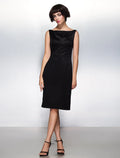 Wedding Knee Length Sleeveless Neck with Pleats