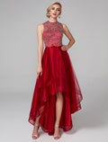 Sparkle & Shine Dress Wedding Guest Asymmetrical Sleeveless Jewel Neck with Bow(s)