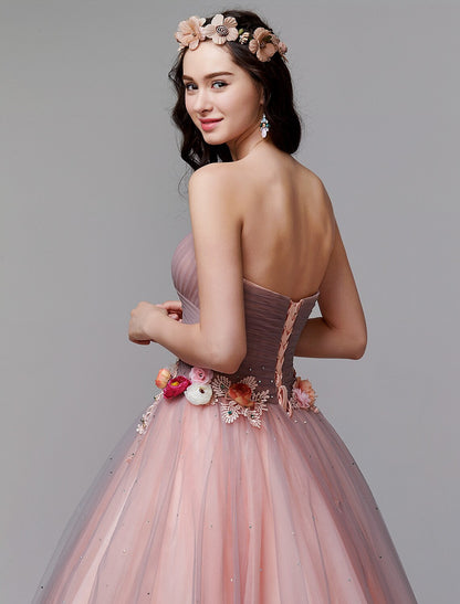 Elegant Red Ball-Gown Strapless Sleeveless Classic-Back Floor-Length Prom Dress
