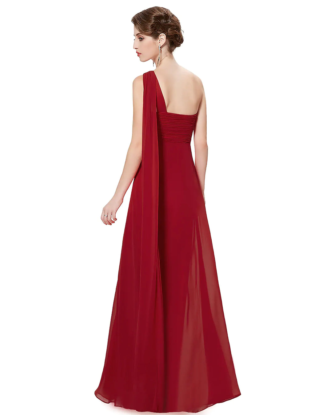 Plus Size Wedding Guest Formal Evening Dress One Shoulder Backless Sleeveless Floor Length Pleats Draping