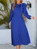 Cocktail Dresses Party Dress Wedding Guest Cocktail Party Tea Length Long Sleeve Jewel Neck Spandex with Ruched