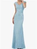 Sheath / Column Mother of the Bride Dress Wedding Guest Party Elegant V Neck Floor Length Sleeveless with Pleats Solid Color