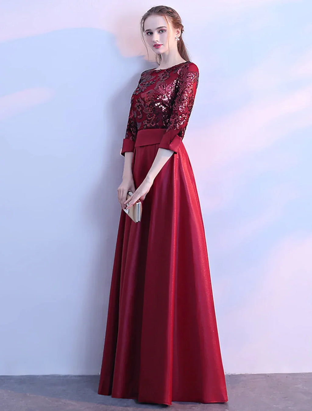 Bridesmaid Dress Long Sleeve Beautiful Back Floor Length